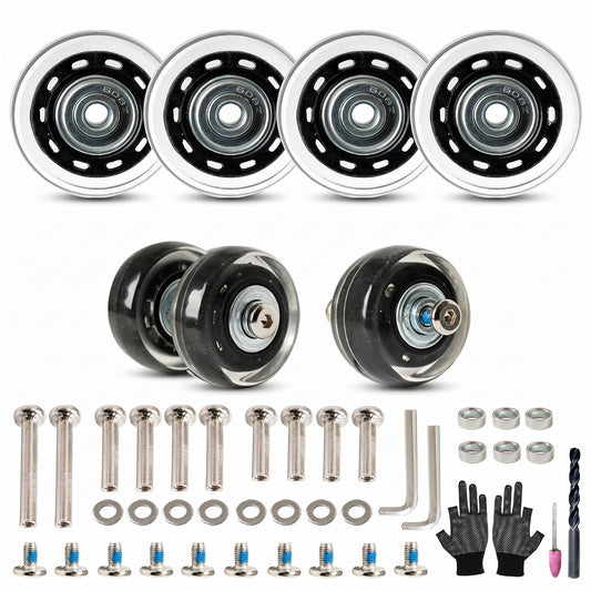Luggage Wheels Replacement with Ball Bearing, 4pcs Swivel Caster Wheels for Repair Suitcase Caster,Trolley,Travel Bag,Storage Box,Support Single and Dual Wheels Installation