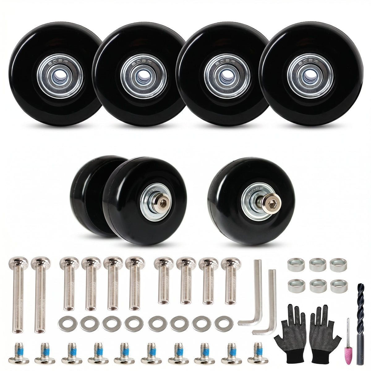 Luggage Wheels Replacement with Ball Bearing, 4pcs Swivel Caster Wheels for Repair Suitcase Caster,Trolley,Travel Bag,Storage Box,Support Single and Dual Wheels Installation