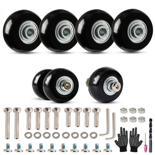 Luggage Wheels Replacement with Ball Bearing, 4pcs Swivel Caster Wheels for Repair Suitcase Caster,Trolley,Travel Bag,Storage Box,Support Single and Dual Wheels Installation